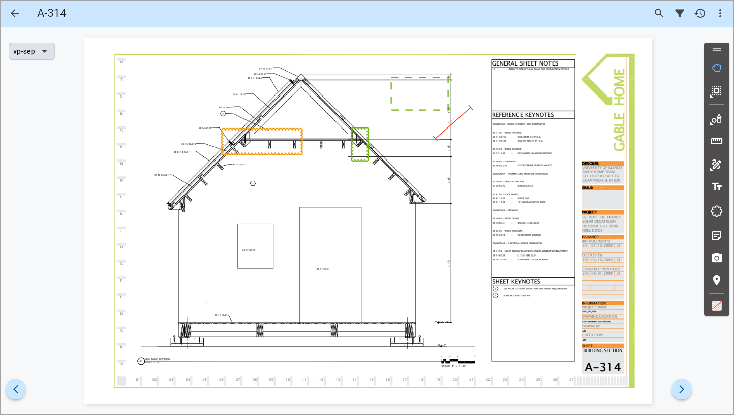 Screenshot of Drawings viewer