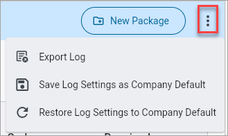 Screenshot of Drawing Menu with "Export Log" option.