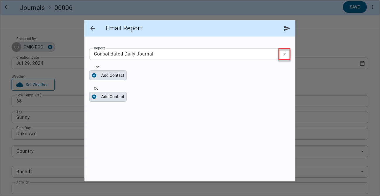 Screenshot of Email Report