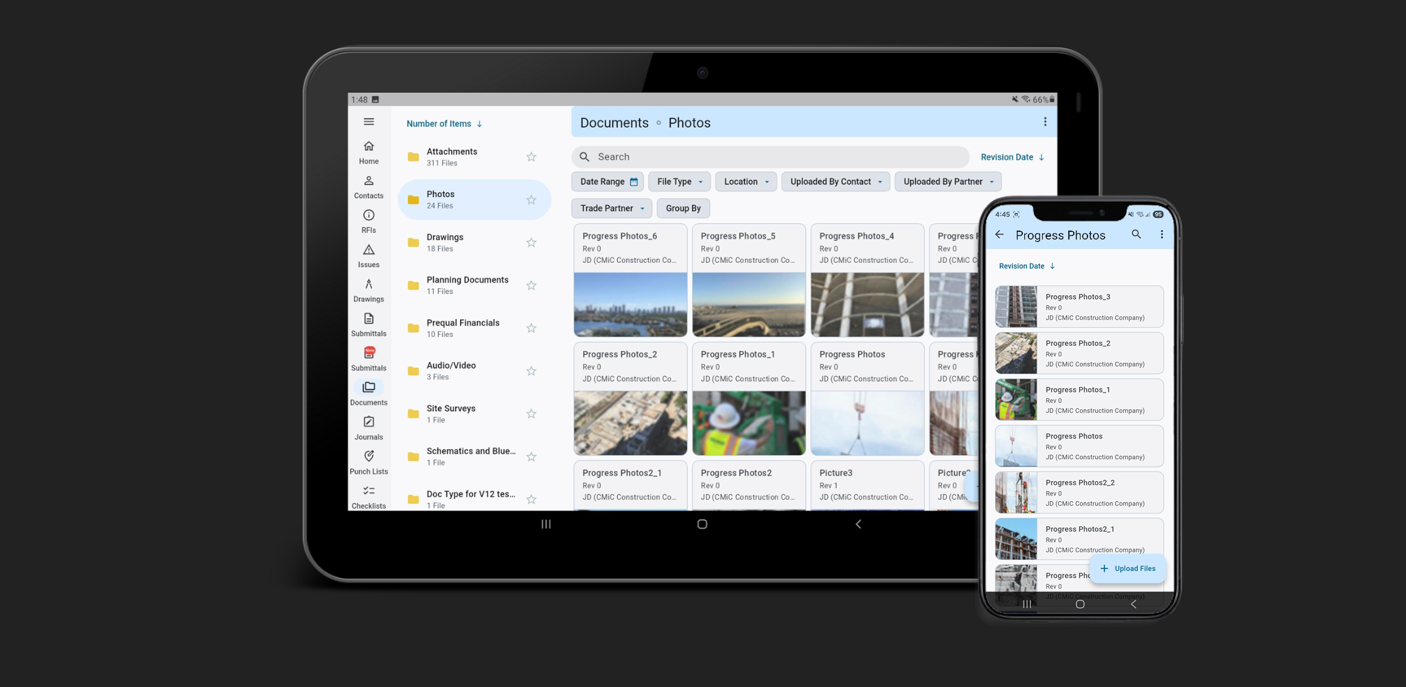 Image of tablet and mobile with Document screens.