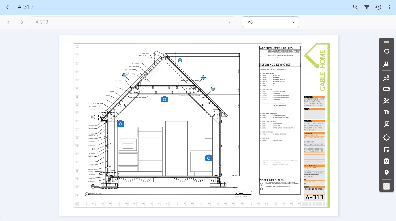 Screenshot of Drawing sheet with photo annnotations