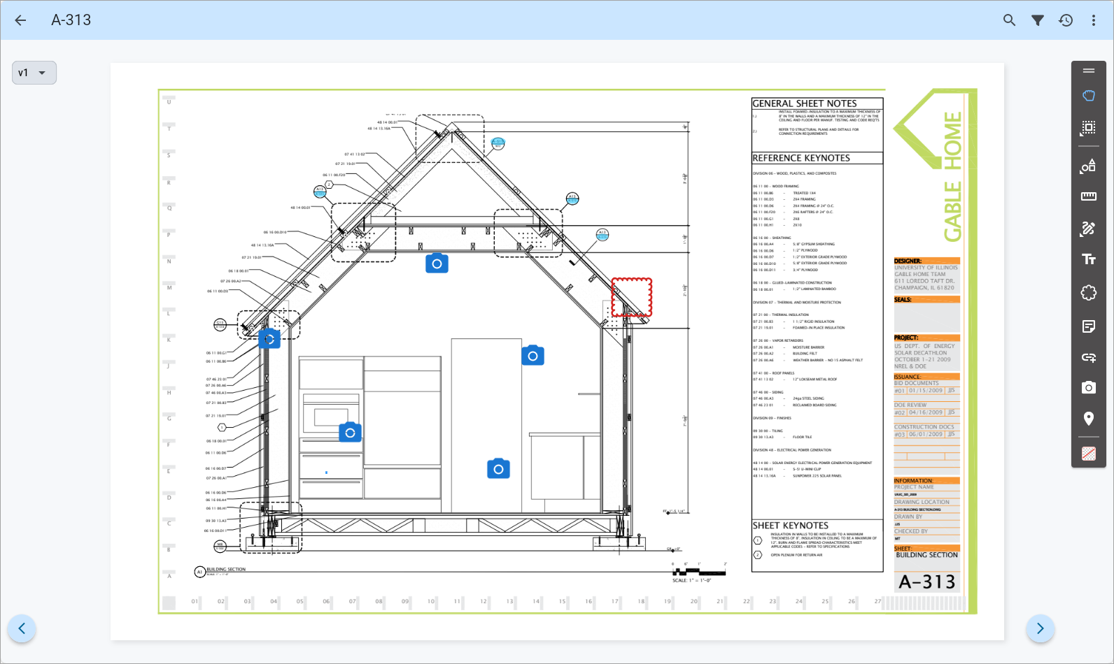 Screenshot of Drawing sheet with photo annnotations