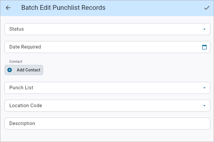 Screenshot of Batch Edit Punch List Records pop-up