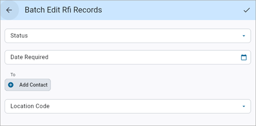 Screenshot of Batch Edit Rfi Records pop-up