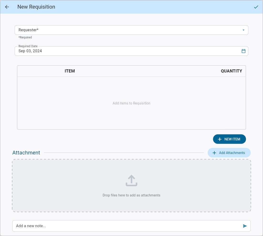 Screenshot of New Requisition