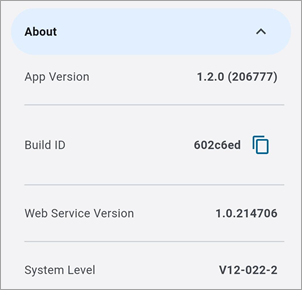 Screenshot of About drop-down.