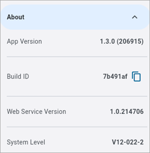 Screenshot of About drop-down.