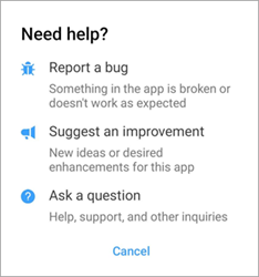 Screenshot of About drop-down.