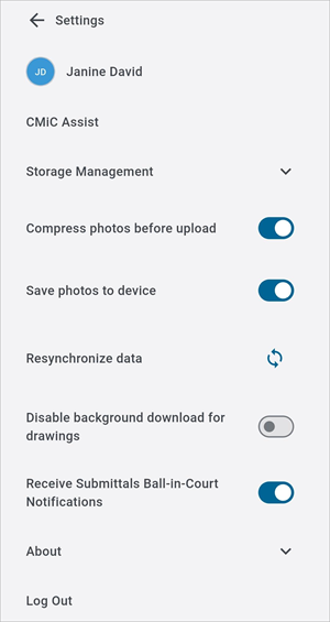 Screenshot of Settings.