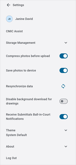 Screenshot of Settings.