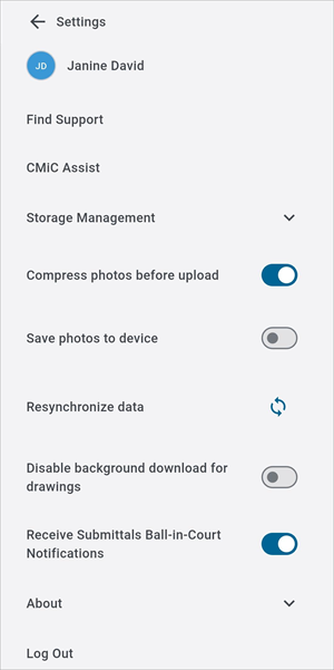 Screenshot of Settings.