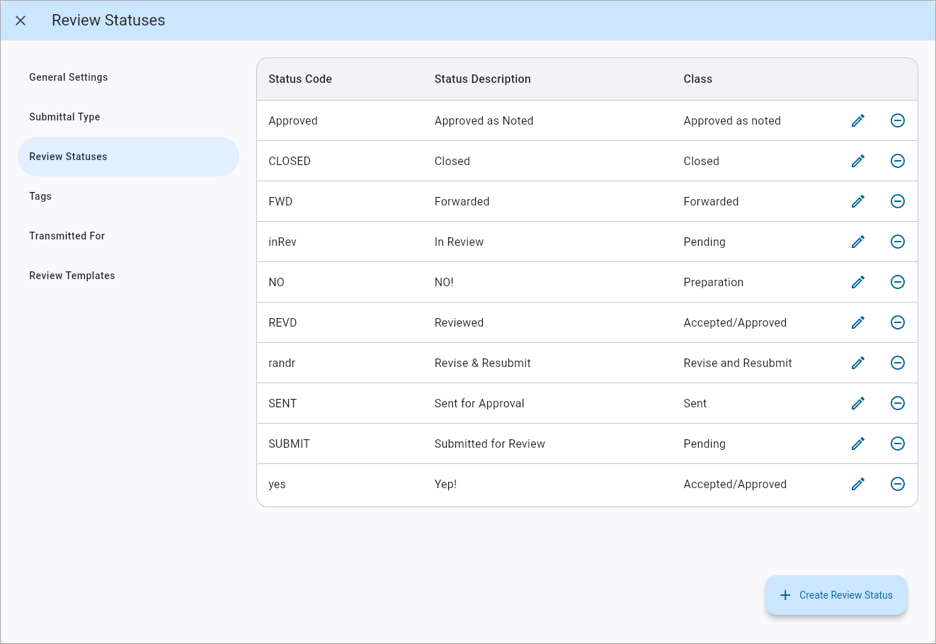 Screenshot of Submittals V2 Settings