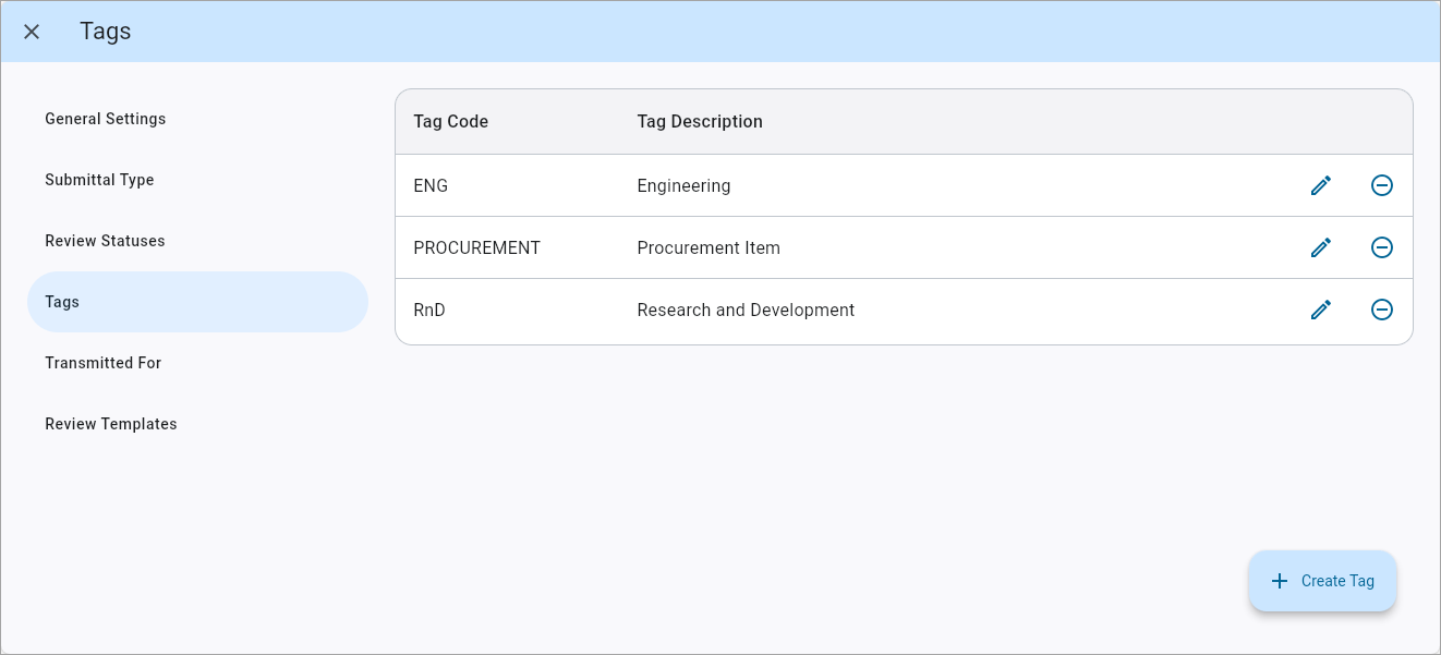 Screenshot of Submittals V2 Settings