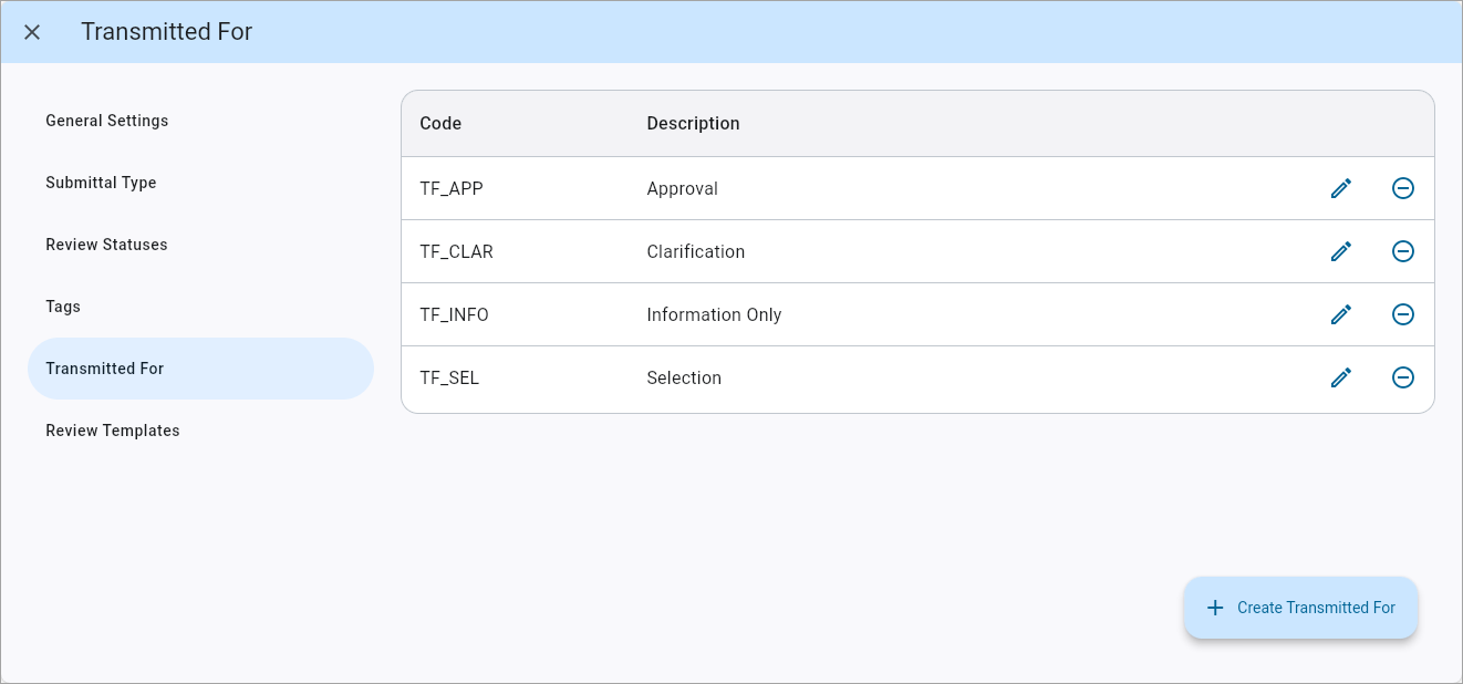 Screenshot of Submittals V2 Settings