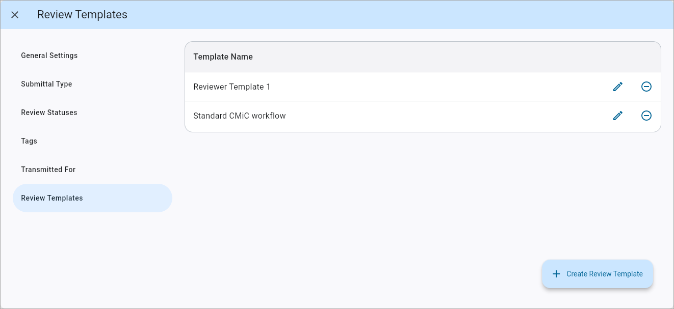 Screenshot of Submittals V2 Settings