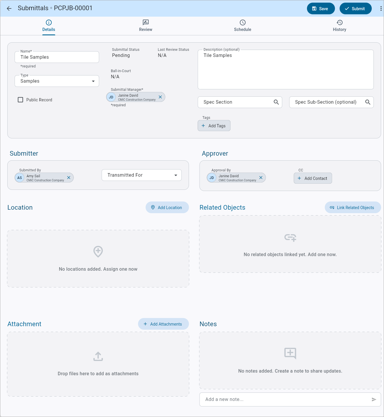 Screenshot of Details tab.