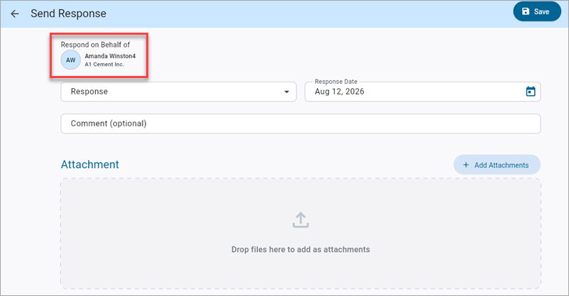 Screenshot of Construct PM Submittals - Send Response.