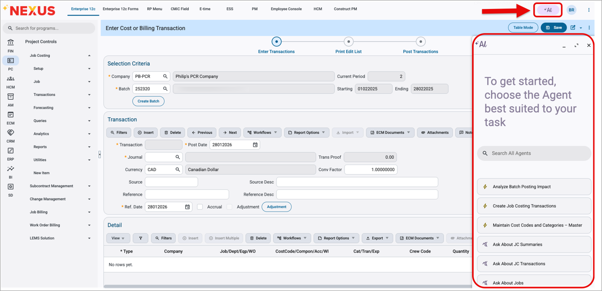 Screenshot of AI sidesheet.