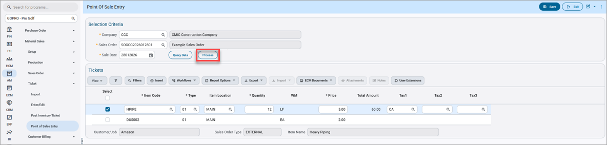 Sales Entry Button Nexus 01 Highlight - Point of Sales Entry