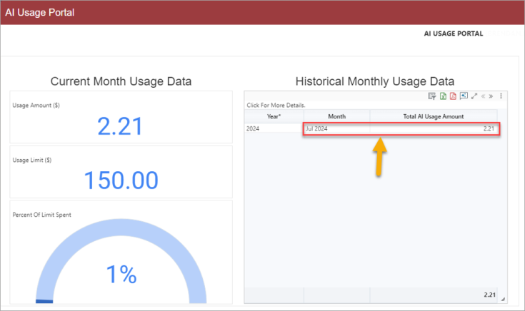 Screenshot of AI Usage Portal.