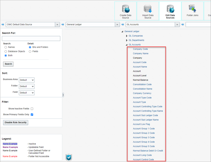 Screenshot of Edit Data Sources screen in Catalog Builder.