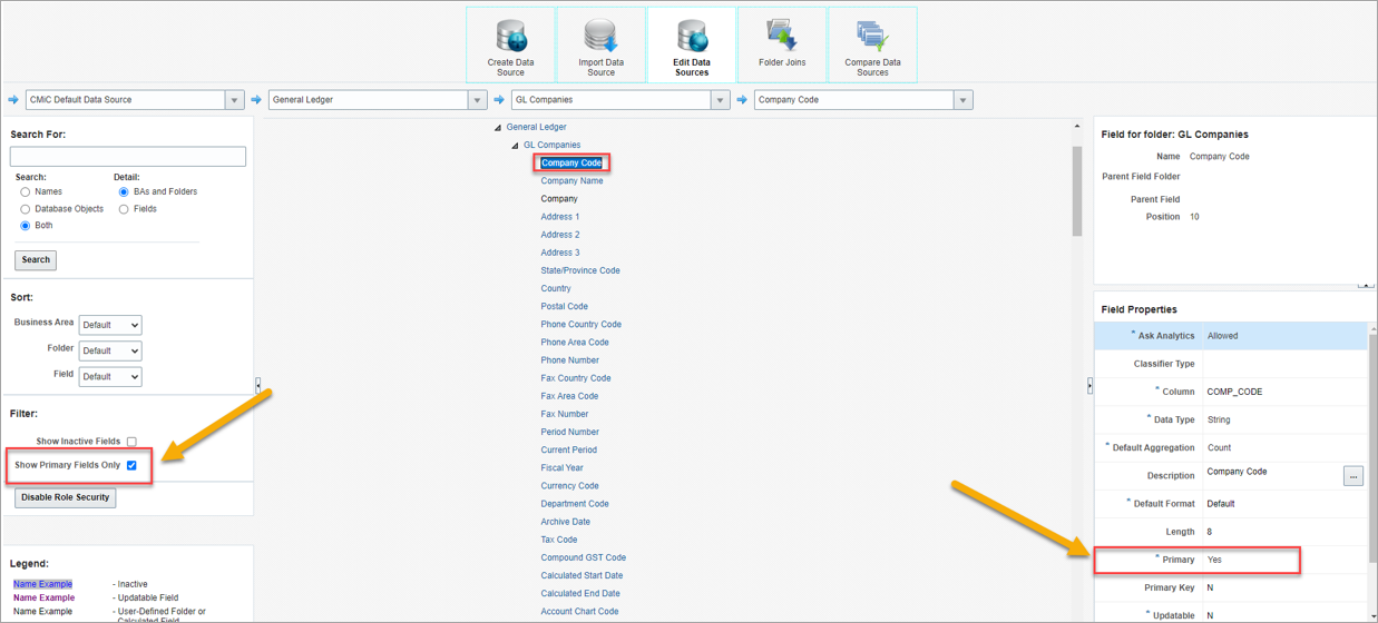 Screenshot using the Primary Field classifier in Catalog Builder.