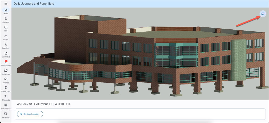 Screenshot of Adding a Project Photo in Daily Journals and Punchlists screen.