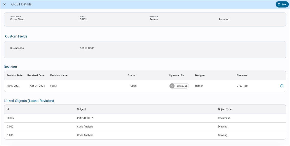 Construct PM - Documents and Drawings: Editing Metadata Details