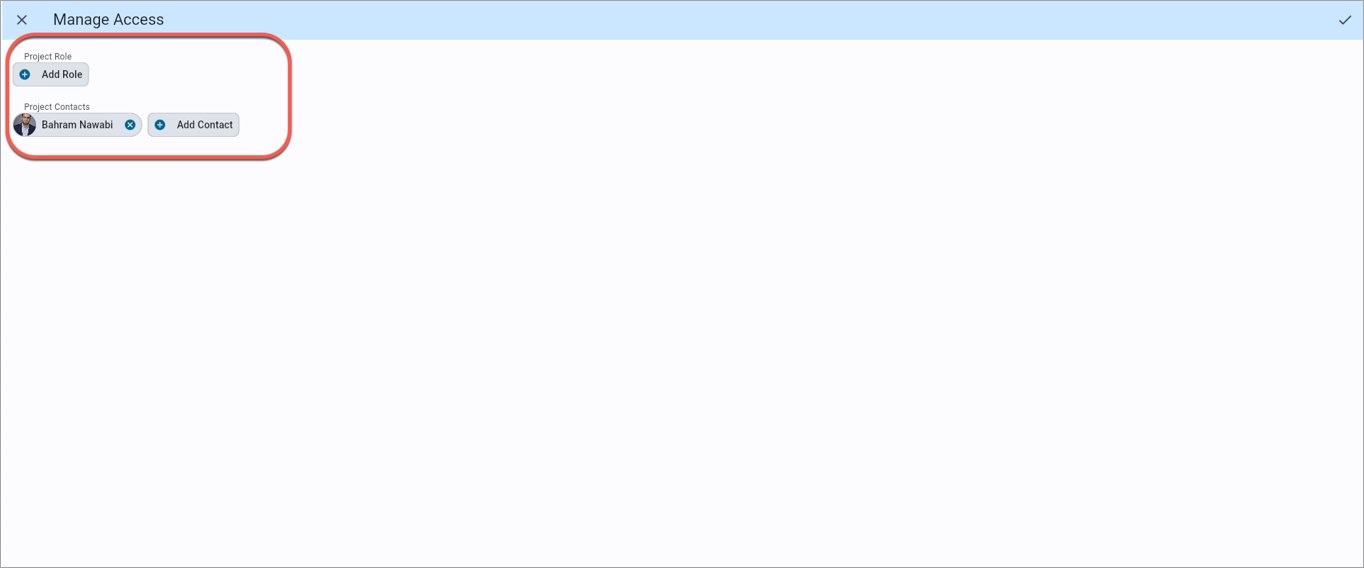 Screenshot of Manage Access pop-up window.