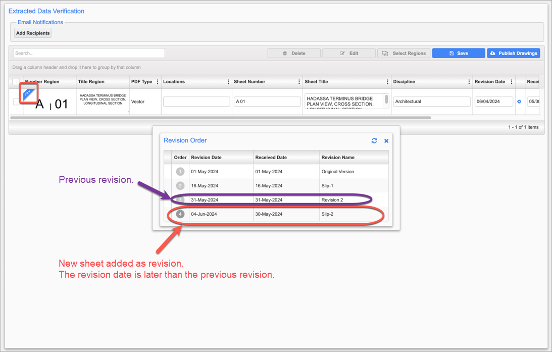 Screenshot of Extracted Data Verification screen.