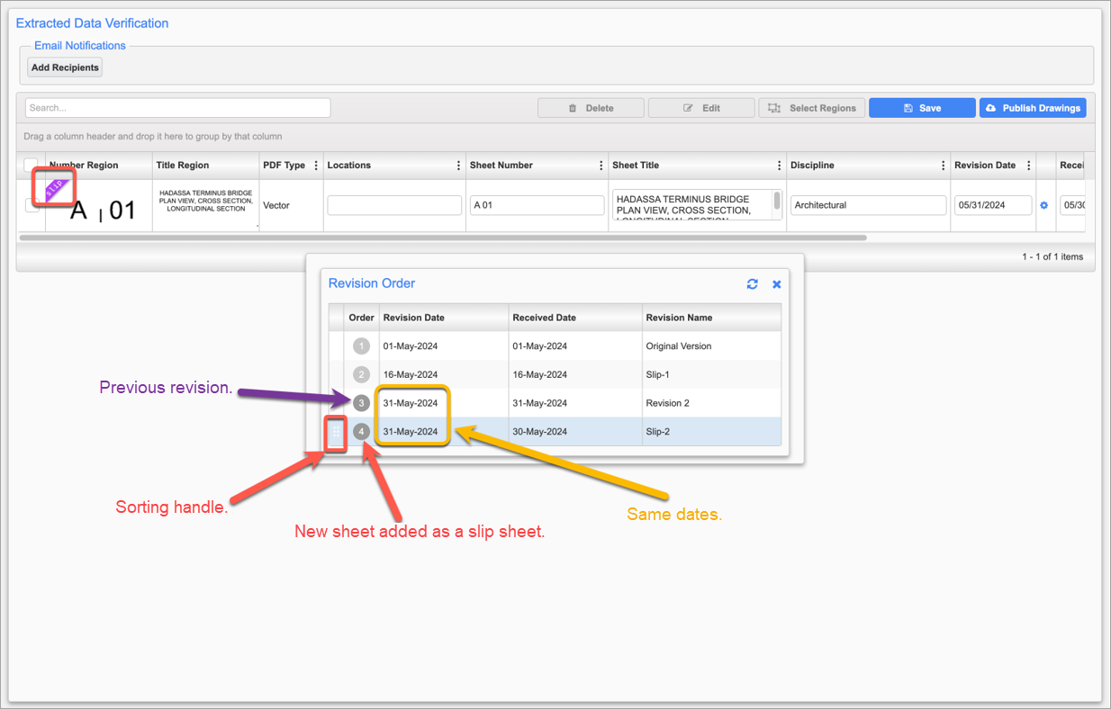 Screenshot of Extracted Data Verification screen.