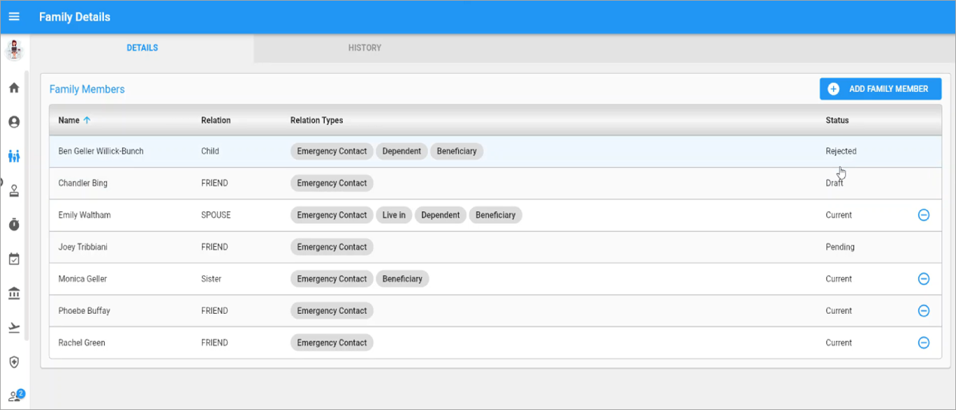 Construct ESS - Managing Family Member Details