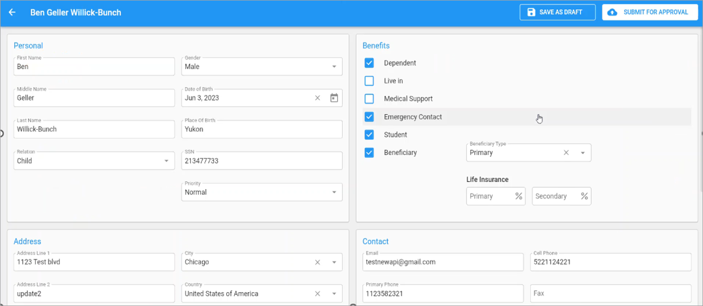 Construct ESS - Managing Family Member Details