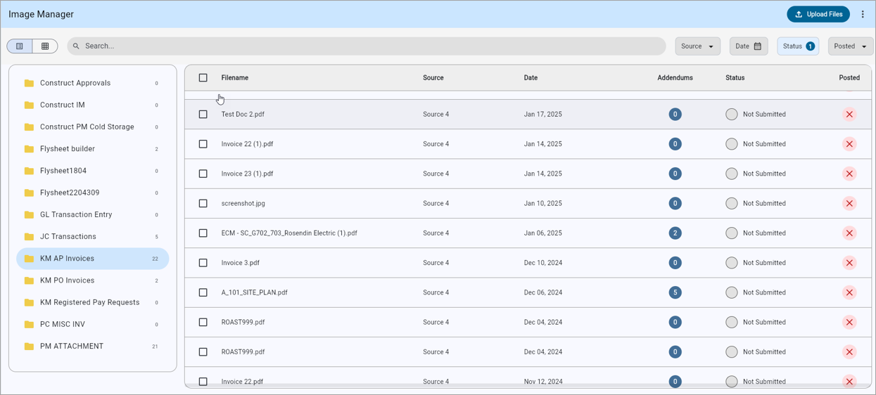 Screenshot of Image Manager screen.