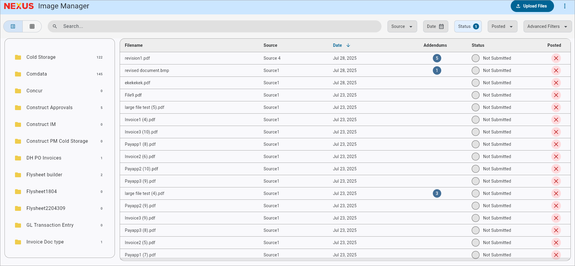 Screenshot of Nexus Image Manager screen.