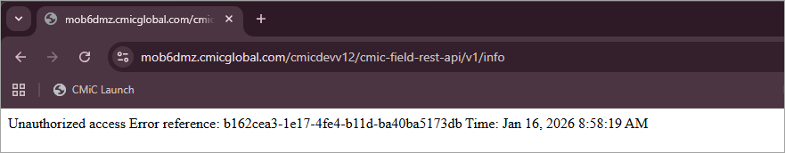 Screenshot of error response in a browser