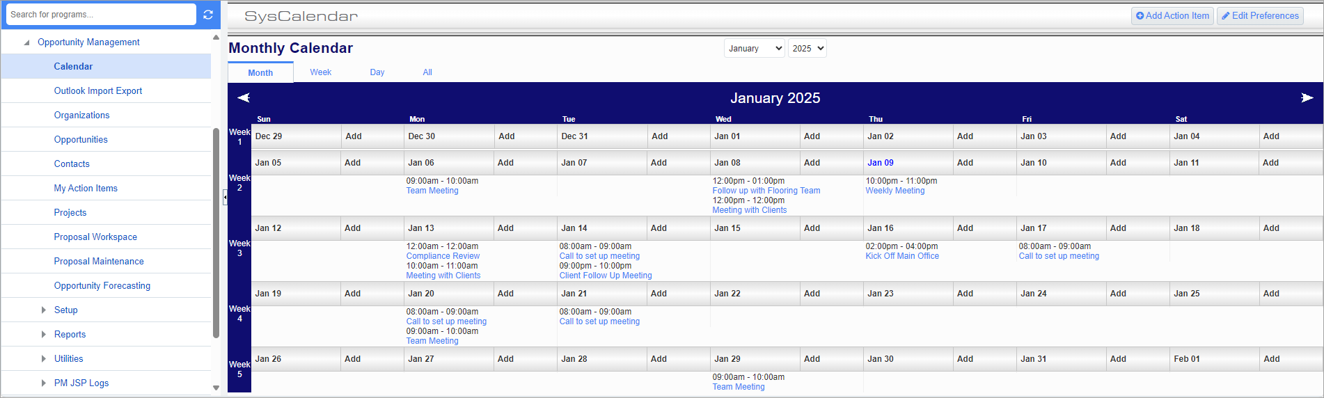 Screenshot of Calendar.