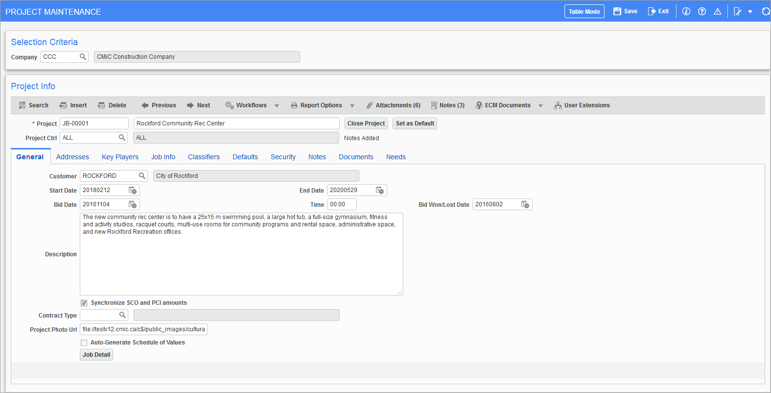 Project Screen in OM