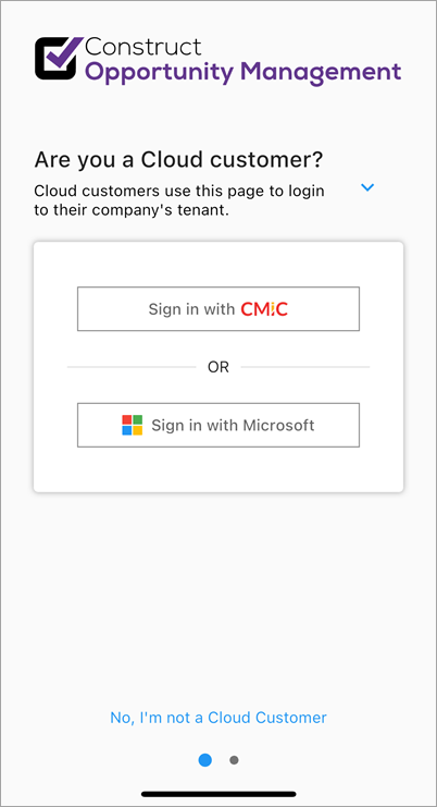 Construct OM Cloud Login