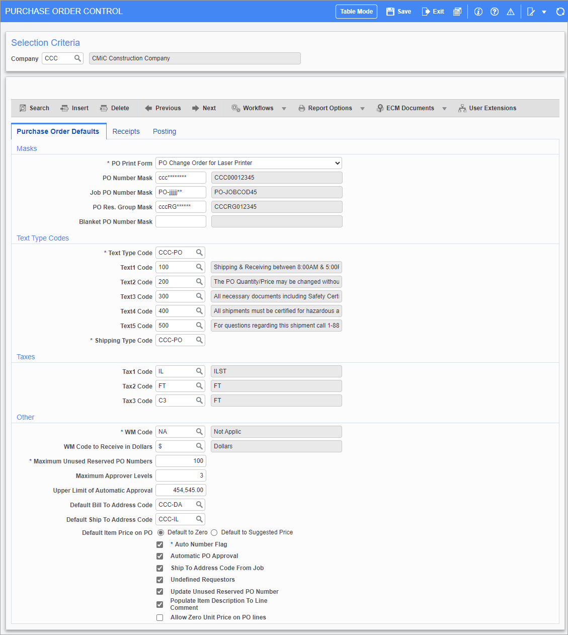 Screenshot of Purchase Order Control