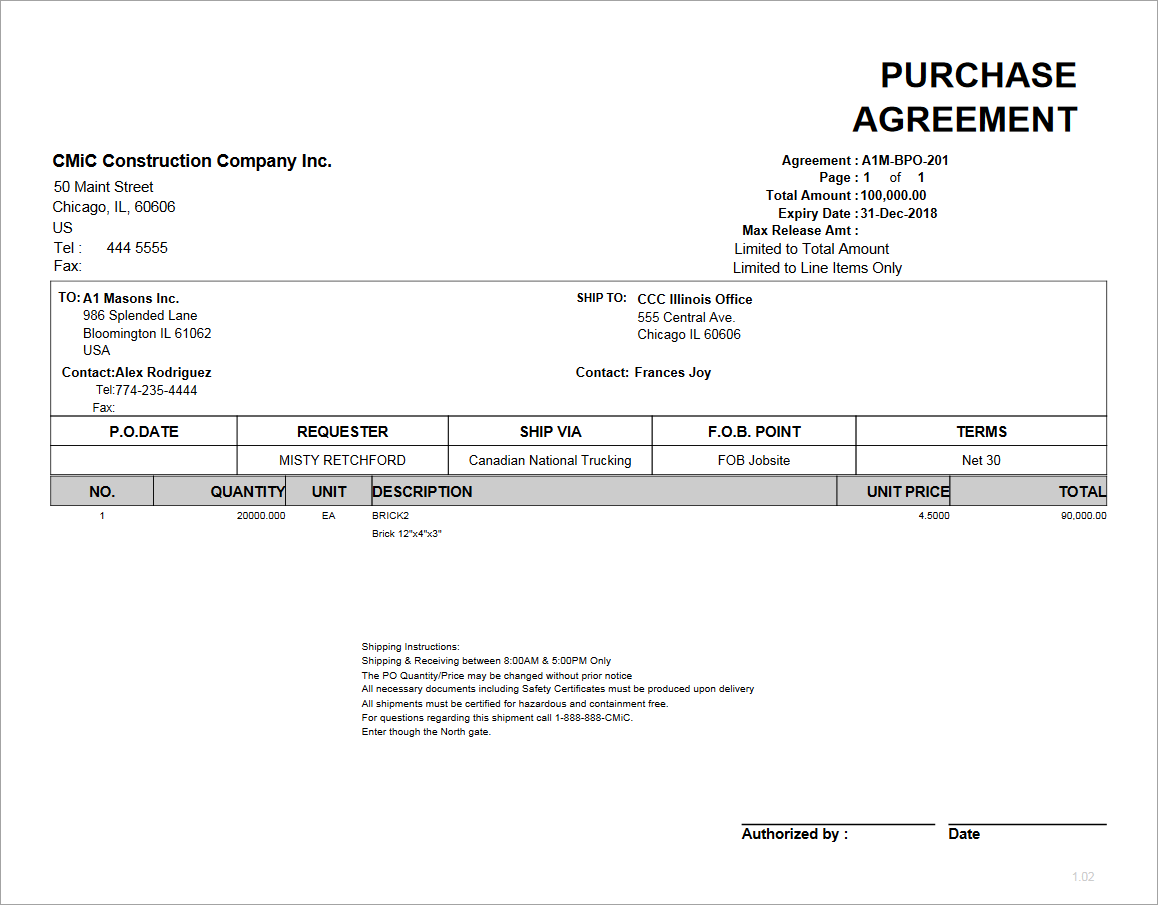 Printing the Blanket Agreement