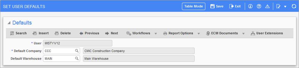 Purchase Order - Set User Defaults