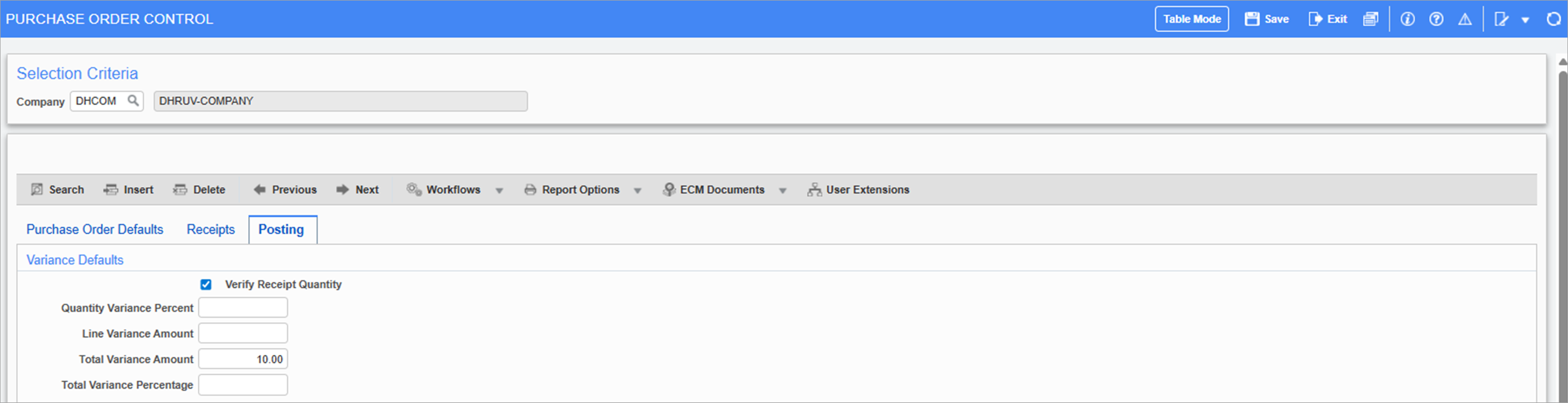 Po Input Screen Purchase Order - Using Purchase Order Receipt Variance