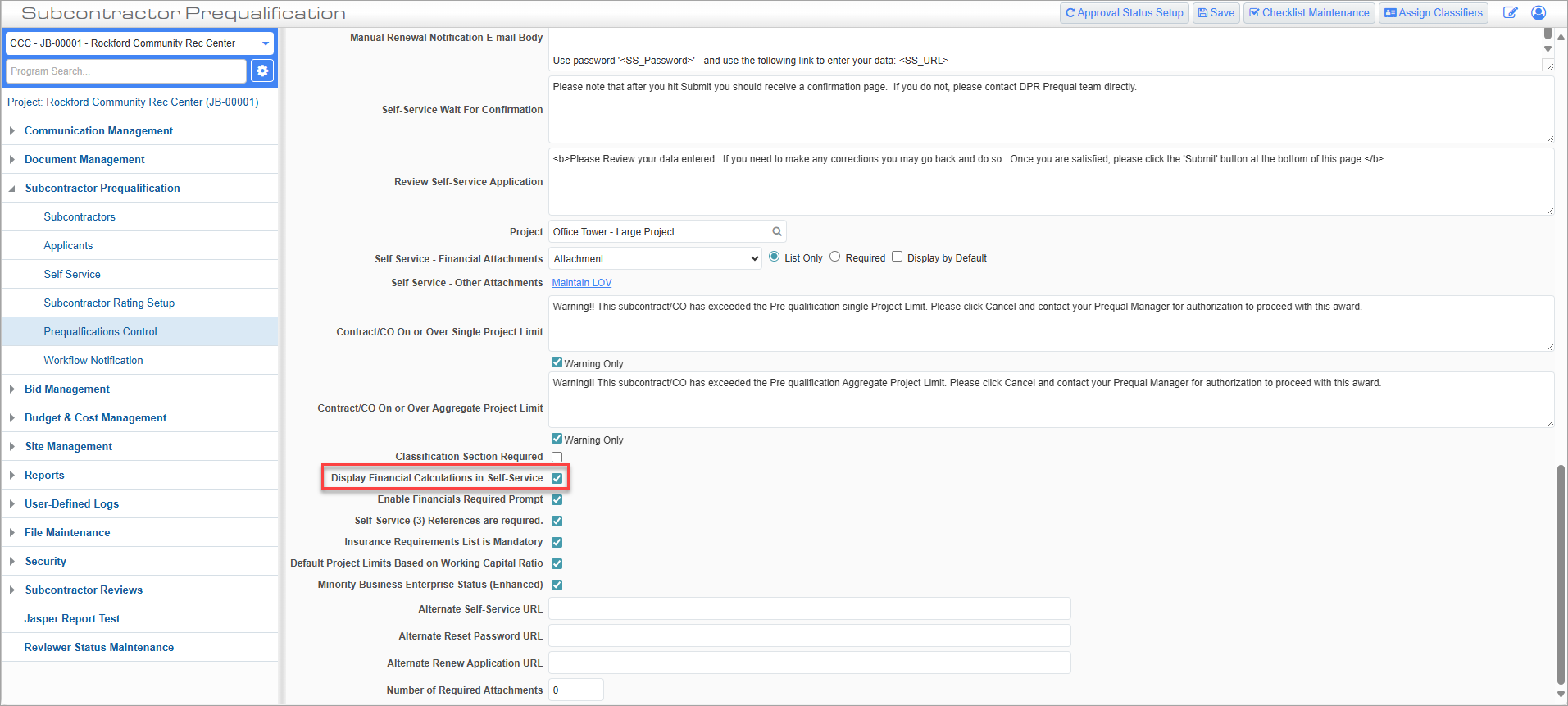 Screenhshot of Preqaulification with checkbox highlighted.