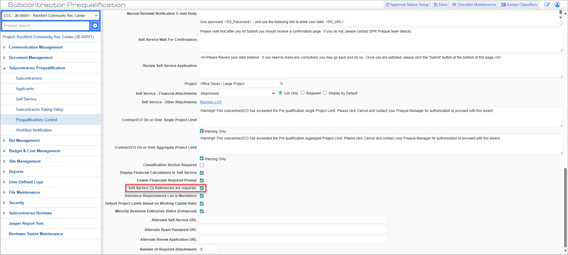 Screenhshot of Preqaulification with checkbox highlighted.