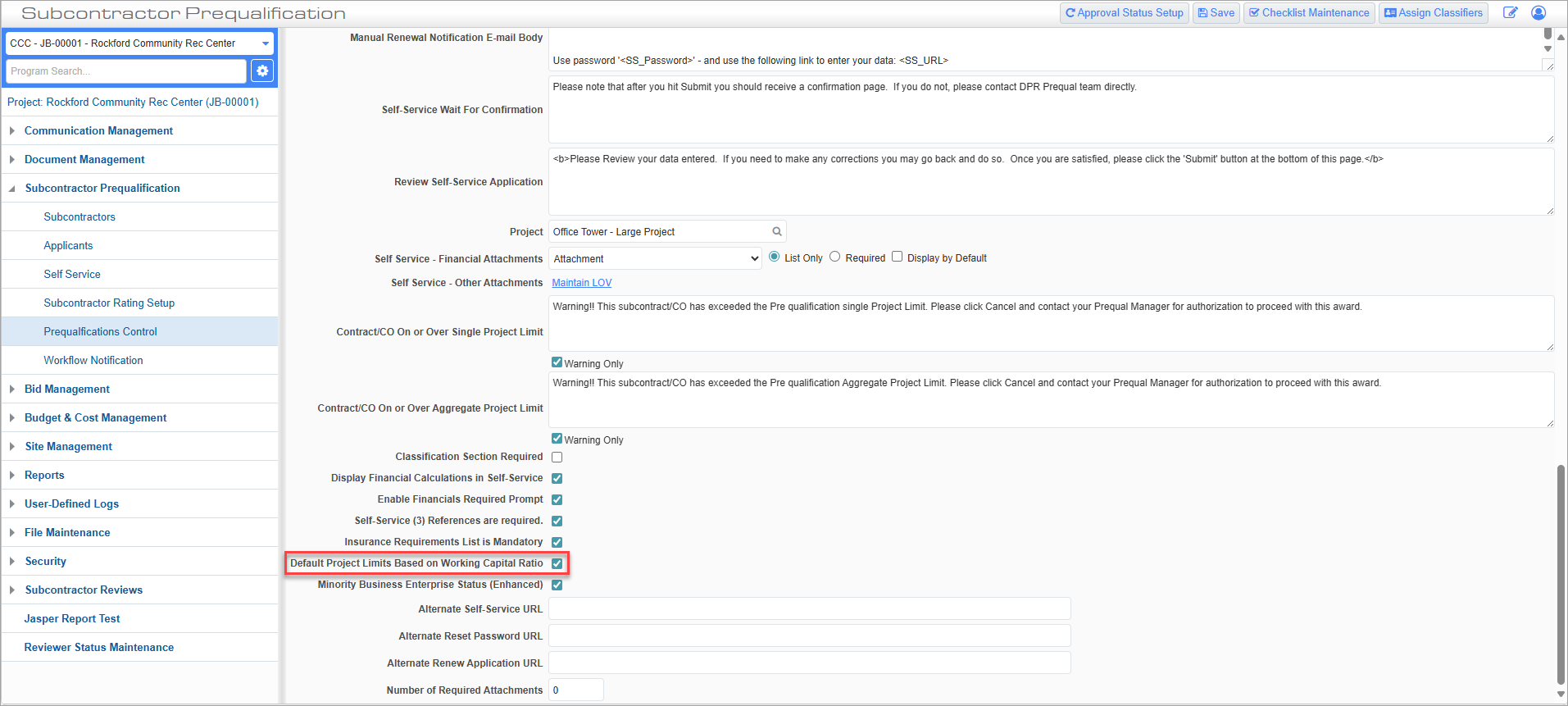 Screenhshot of Preqaulification with checkbox highlighted.