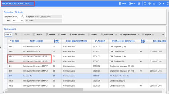 Screenshot of PY Taxes Accounting screen