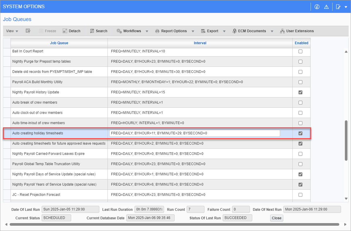 Screenshot of Job Queues pop-up