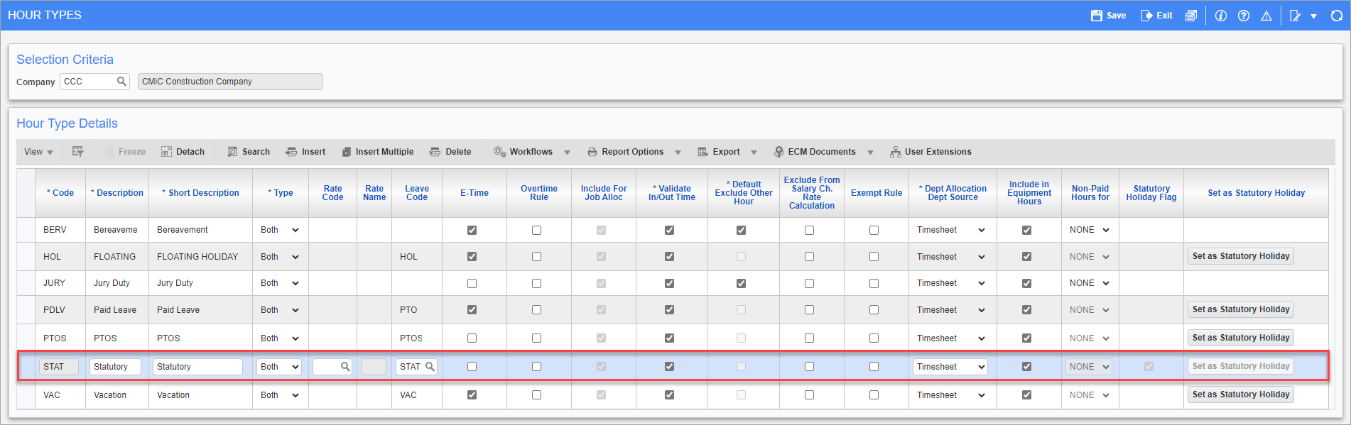 Screenshot of Hour Types.