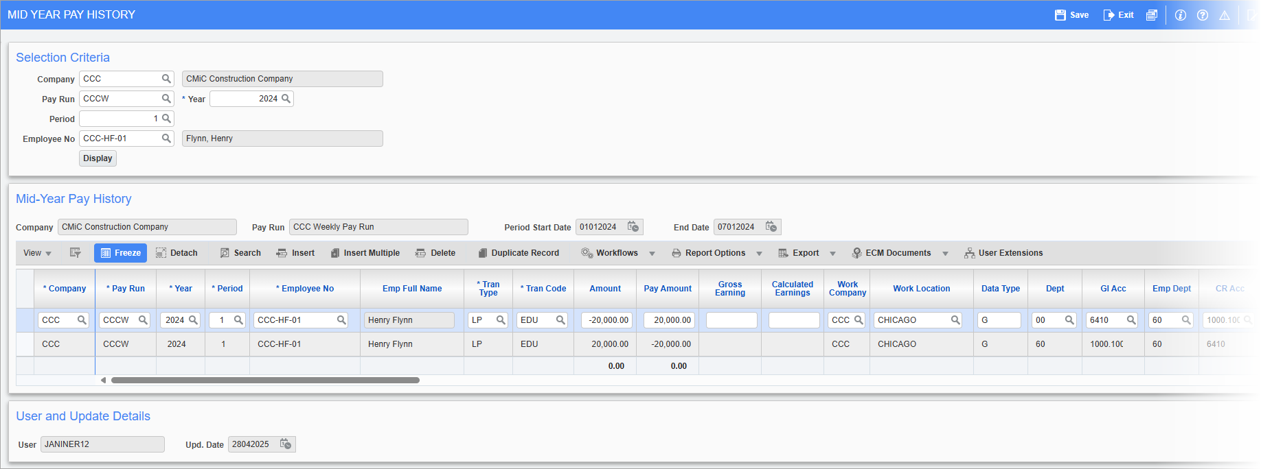 Screenshot of Mid-Year Pay History.